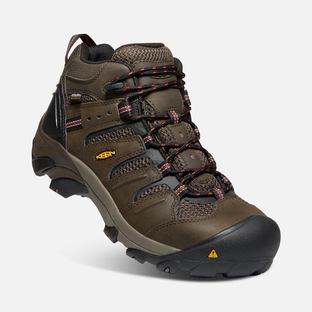 Keen Trekking Bot Erkek Kahverengi - Lansing Mid Waterproof (Steel Toe) - Türkiye VCJQ43527